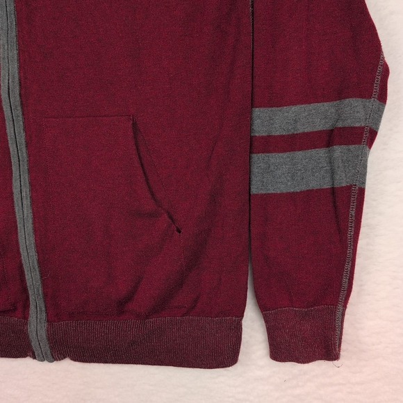 Agave Denim Full Zip Red Gray Cotton Hoodie Size Medium Soft Knit Oversized - Picture 2 of 10